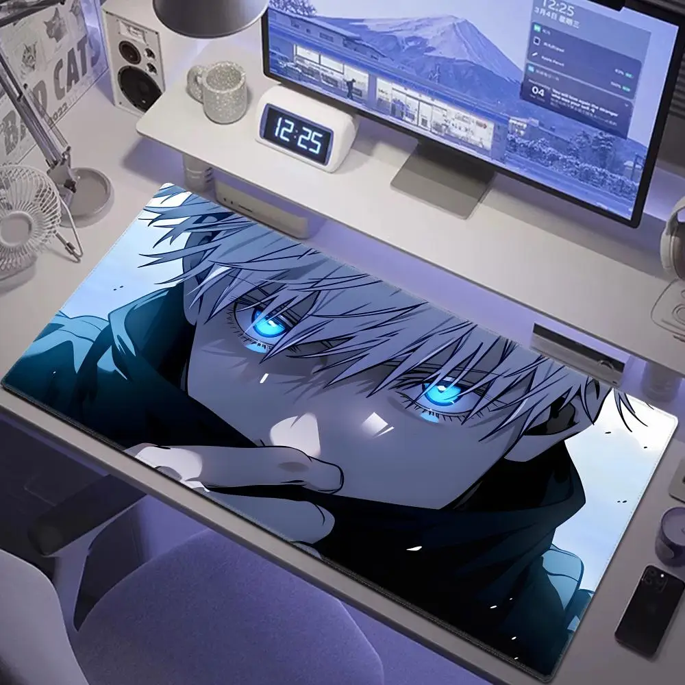 

HYBXAXC Anime Sorcerer DeskMat, White Hair Blue Eyes Mousepad, Gaming DeskPad, C-ursed T-echnique Art, MangaPad, Cool Anime