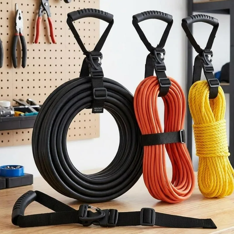 Adjustable Hanging Storage Straps with Handle Extension Cord Organizers Management Ties Retractable Buckle for Garage Workshop