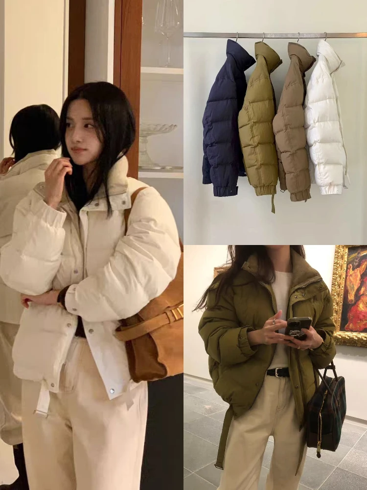 

Obet Dongda Gate ort Loose Fit Stand Collar down Jaet for Women Retro Sli Bread Sle Warmth Faionable Ladies Coat