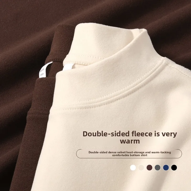 

2026, осенне-зимняя полуводолазка, новая мужская базовая рубашка, утепленная флисовая однотонная внутренняя одежда с длинными рукавами, топ