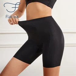 Flarixa Seamless High Waist Shorts Panties For Women Tummy Control Hip Lift Ice Silk Safety Pants Underwear Boyshorts Boxer