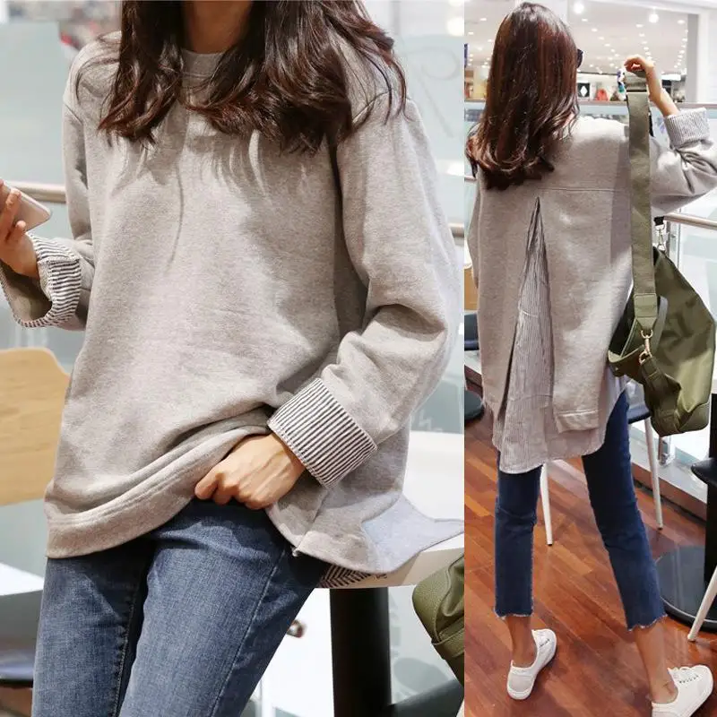 

Women's Striped T-shirt Short Front Long Back Medium Fit Princess Style Hoodie Sleeveless Casual Comfortable Cotton Top