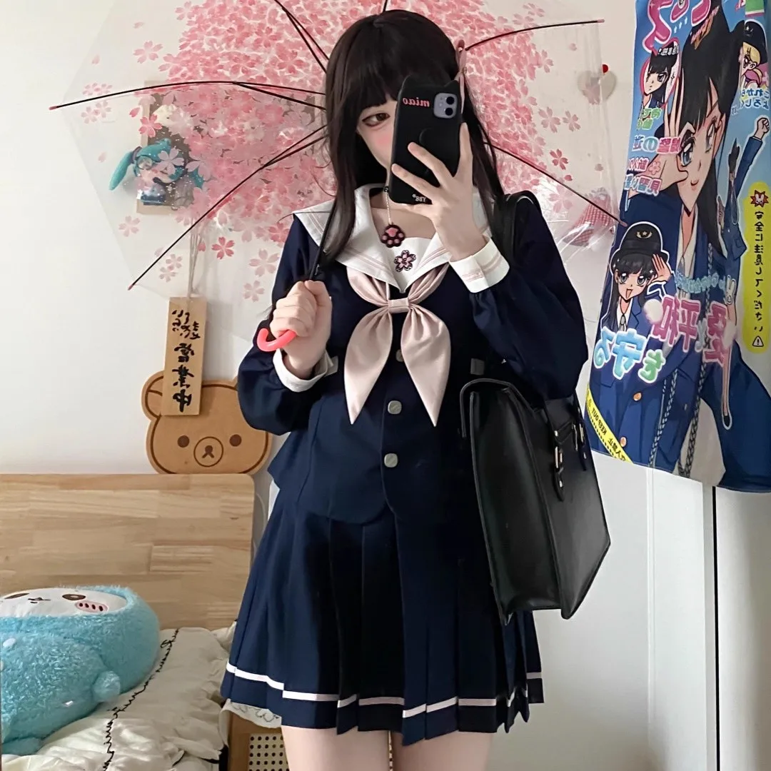 Koreanischer Matrosenanzug JK Uniform Langarm Seifuku Japanischer College-Stil Kurzarm-Set Rollenspiel Schule Studentenkleidung