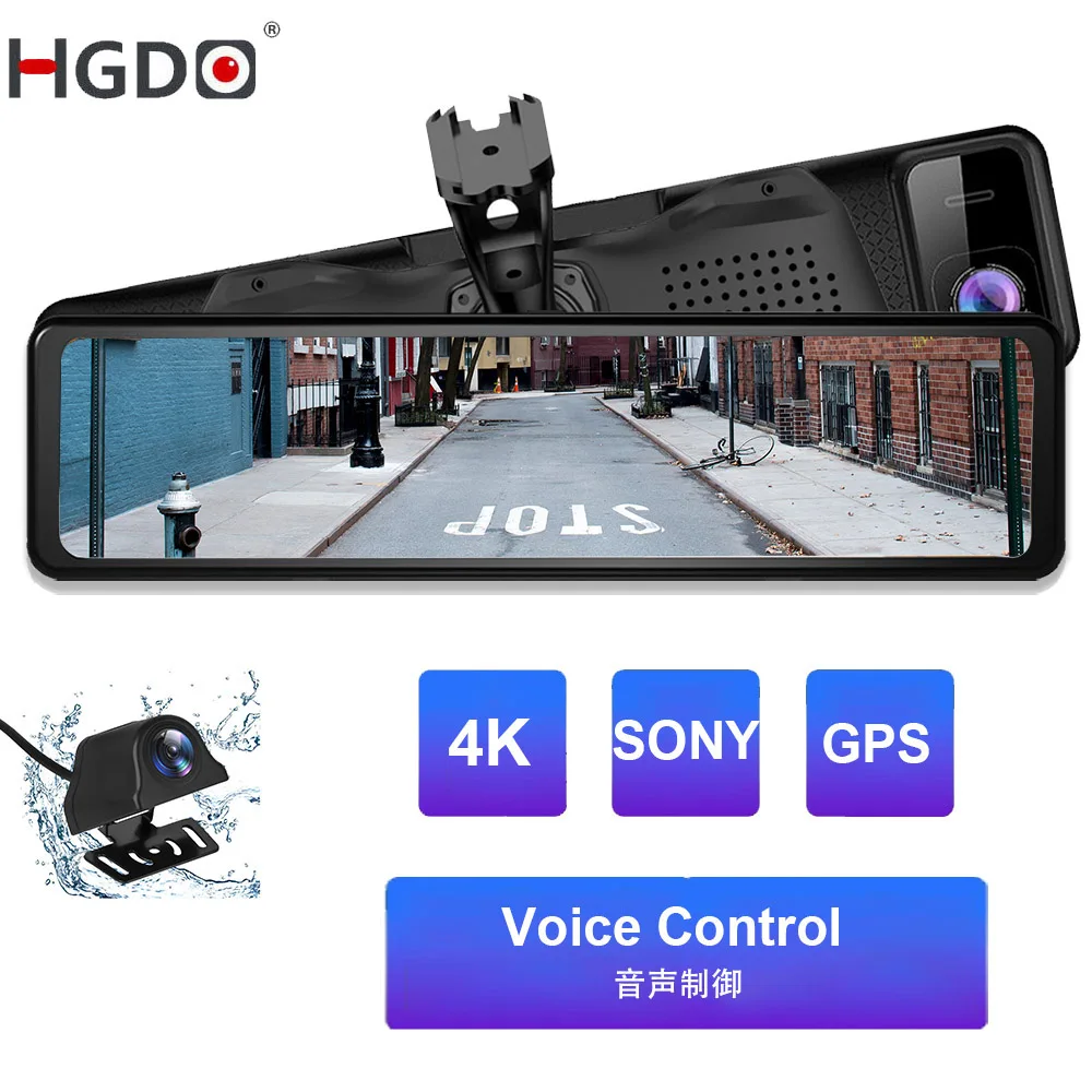 HGDO 4K Sony Imx415 Dash Cam for 12V 24V Car Rear View Room Mirror Camera Front and Back GPS Dvrs Night Vision Video Recoder