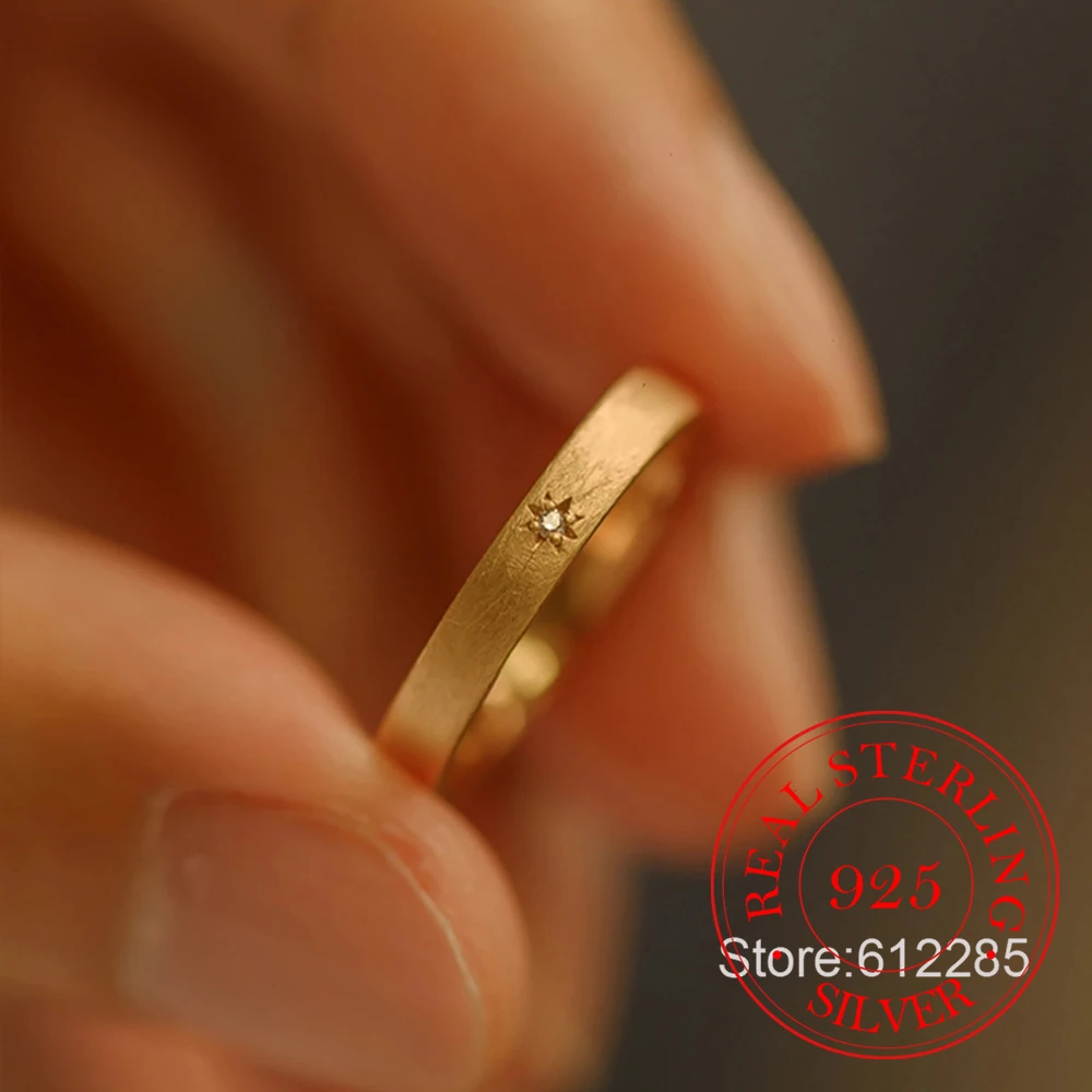 

925 Sterling Silver Jewelry 18K Gold Plated Crystal Starburst Finger Rings for Women Wedding Party Jewelry For Girls Friend Gift