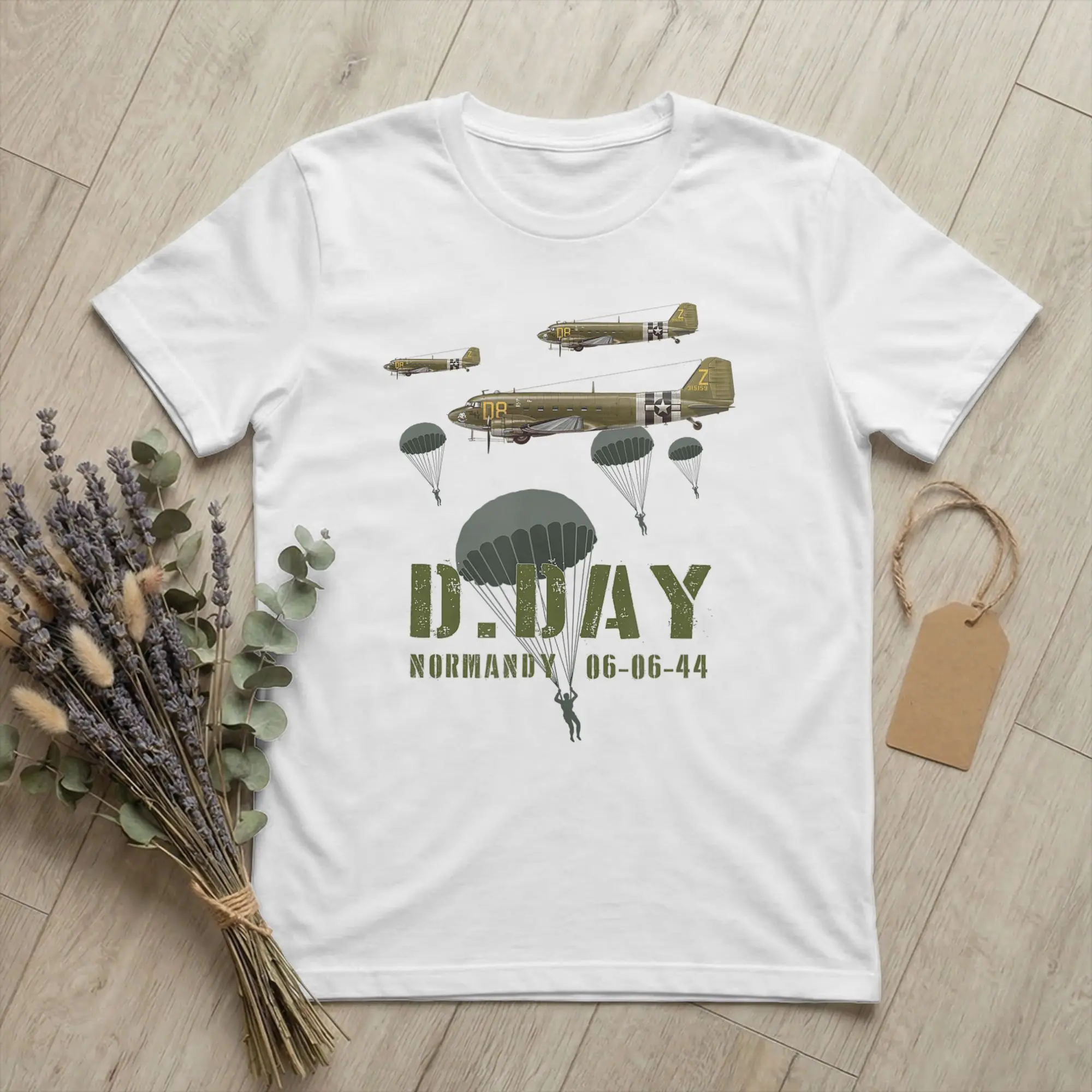 WW2 D-Day Anniversary Allied T-Shirt for Men Invasion Normandy Novelty Cotton Tee Shirt Round Neck Short Sleeve T Shirts Clothes