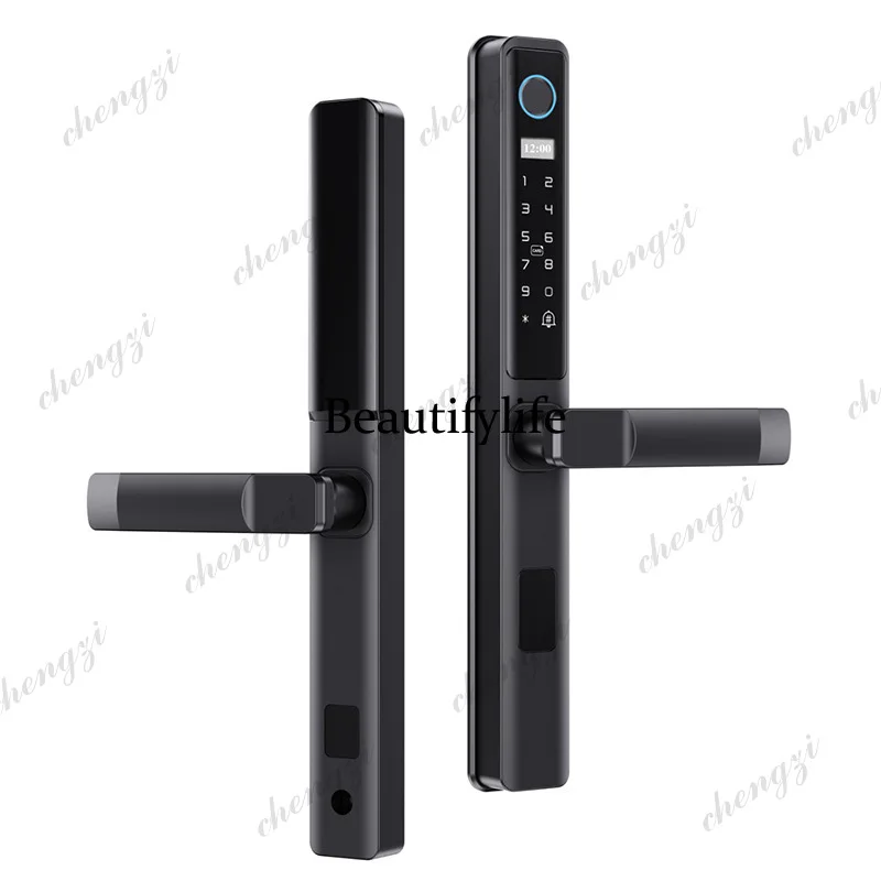 Graffiti smart wooden door anti-theft door video unlocking with one grip, automatic fingerprint password lock