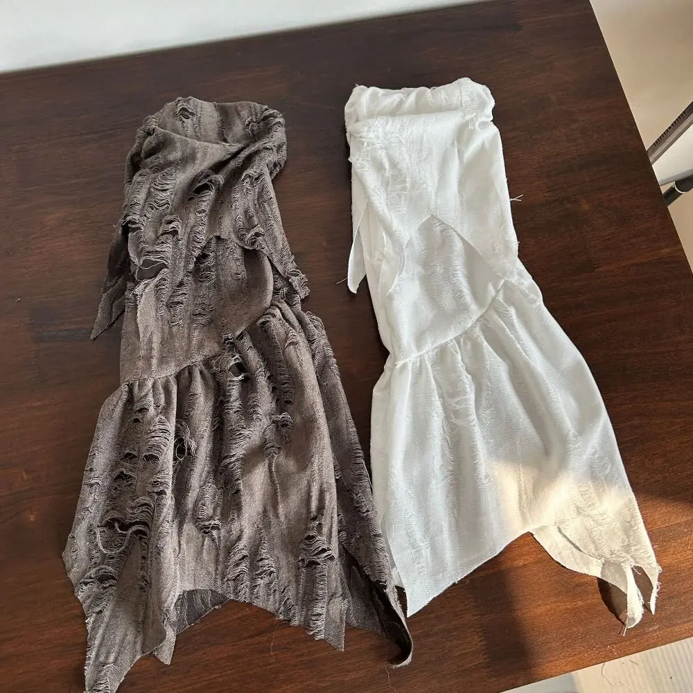 Vintage Distressed Flared Leg Warmers Irregular Hem Grunge Style Ripped Leg Covers Ripped Arm Warmers Gothic Outfit
