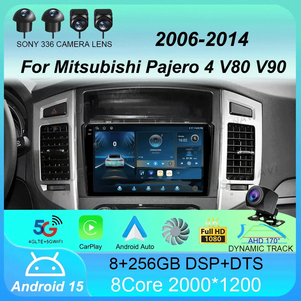 

Car Radio Android15 Carplay For Mitsubishi Pajero 4 V80 V90 2006 - 2014 Navigation GPS Multimedia Player WiFi+4G Stereo video BT