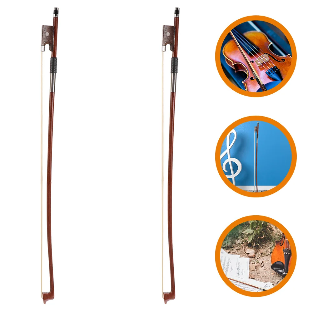 

2Pcs Violin Bow Natural Horsetail Hair Wood Made Well Balanced Replacement Violin Bow Musical Equipment Accessory for Practice