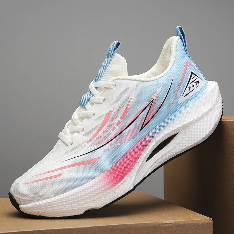 Men Running Shoes Air Cushion Jogging Shoes Carbon Board Marathon Sports Breathable Lightweight Women's Nonskid Casual Sneakers