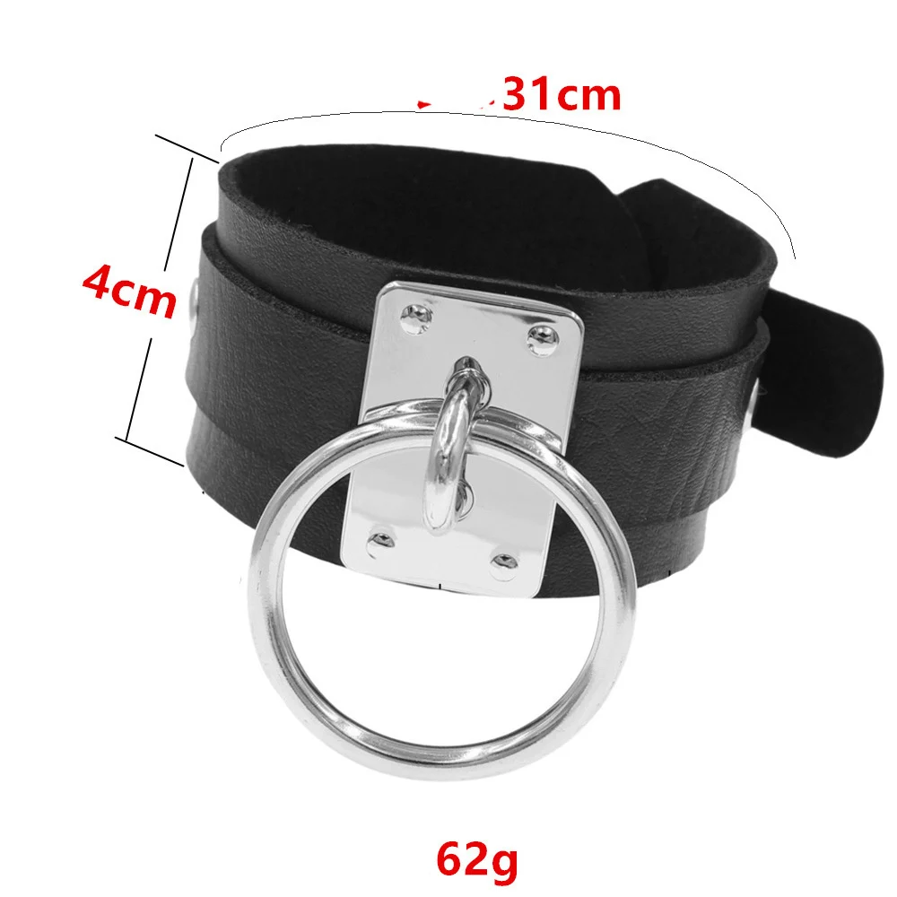 Fashion O-Round Ring Leather Bracelets Bangle for Women Girls Punk Gothic Wide Bracelet Bangles Men Party Jewelry Gift