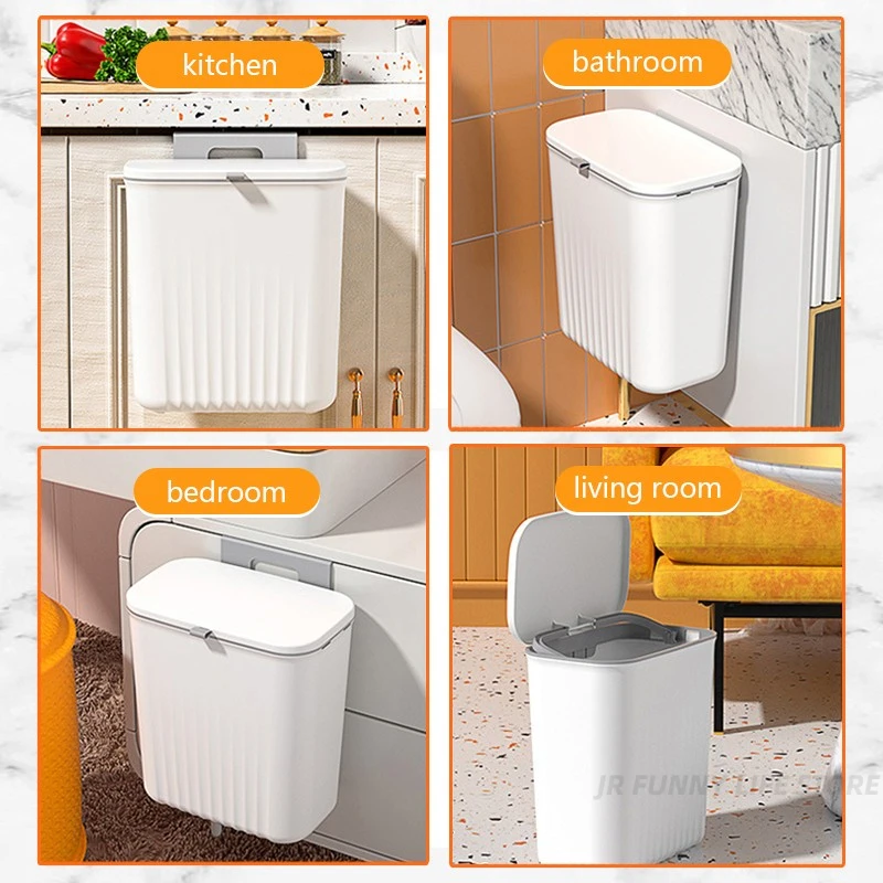 9L kitchen Hanging Trash Can with Lid Wall mounted Kitchen Garbage Cube For Cabinet Door Recycling Garbage basket