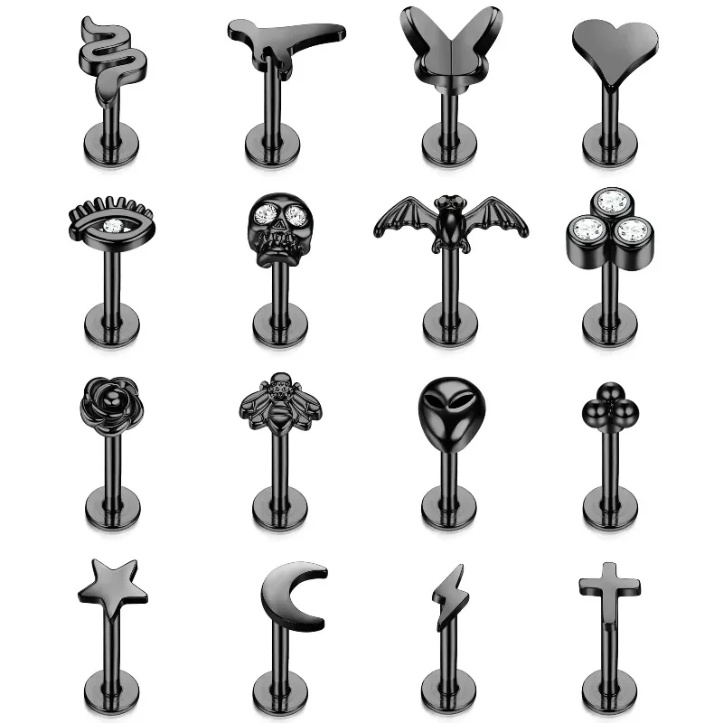 Bobisty 1pc Tragus Piercing Jewelry for Women Men Helix Cartilage Conch Earring Nose Stud Stainless Steel Medusa Labret Lip Ring