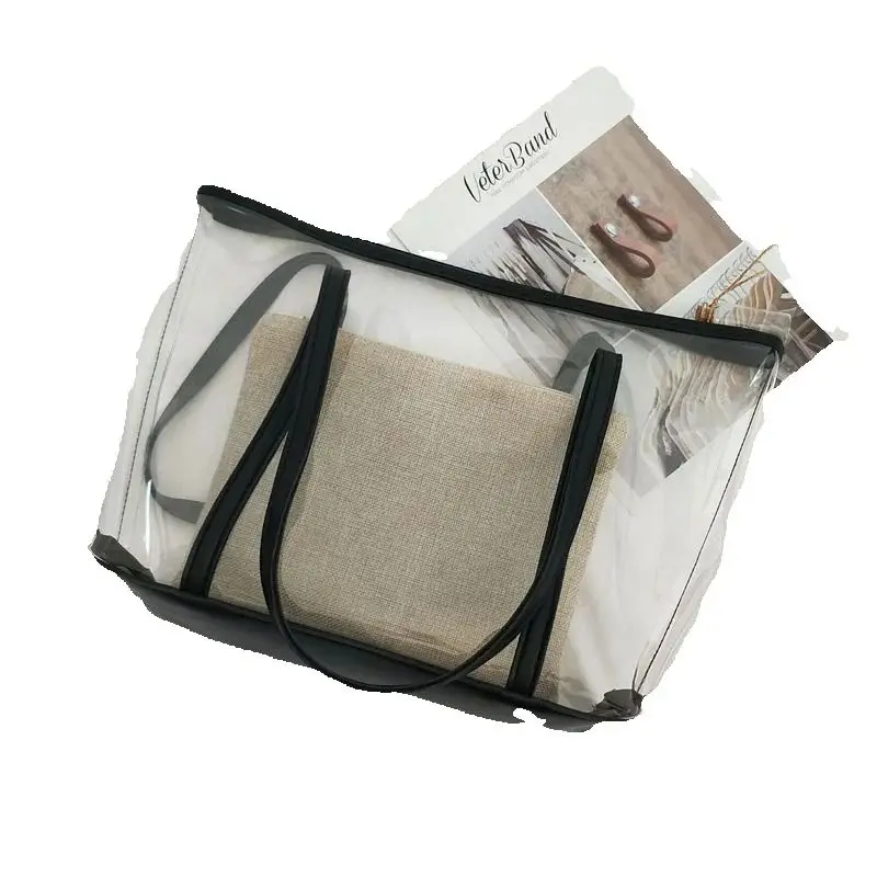 Przezroczysta torba dla kobiet 2025 Nowa modna torba z przezroczystego kompozytu PVC Casual Handheld Single Shoulder Tote Bag — zdjęcie 2