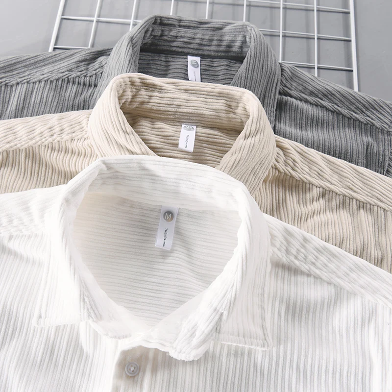 New Designer French Quality Thickness Plus Large Comfortable Corduroy Brand Shirts For Men Fashion Tops Clothing Chemise Homme