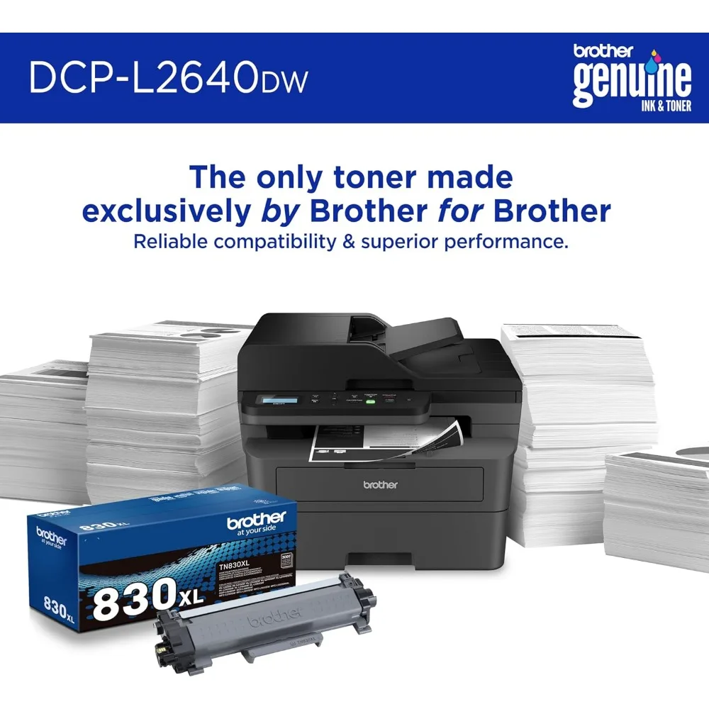 DCP-L2640DW Wireless Compact Monochrome Multi-Function Laser Printer with Copy and Scan, Duplex, Mobile, Black & White