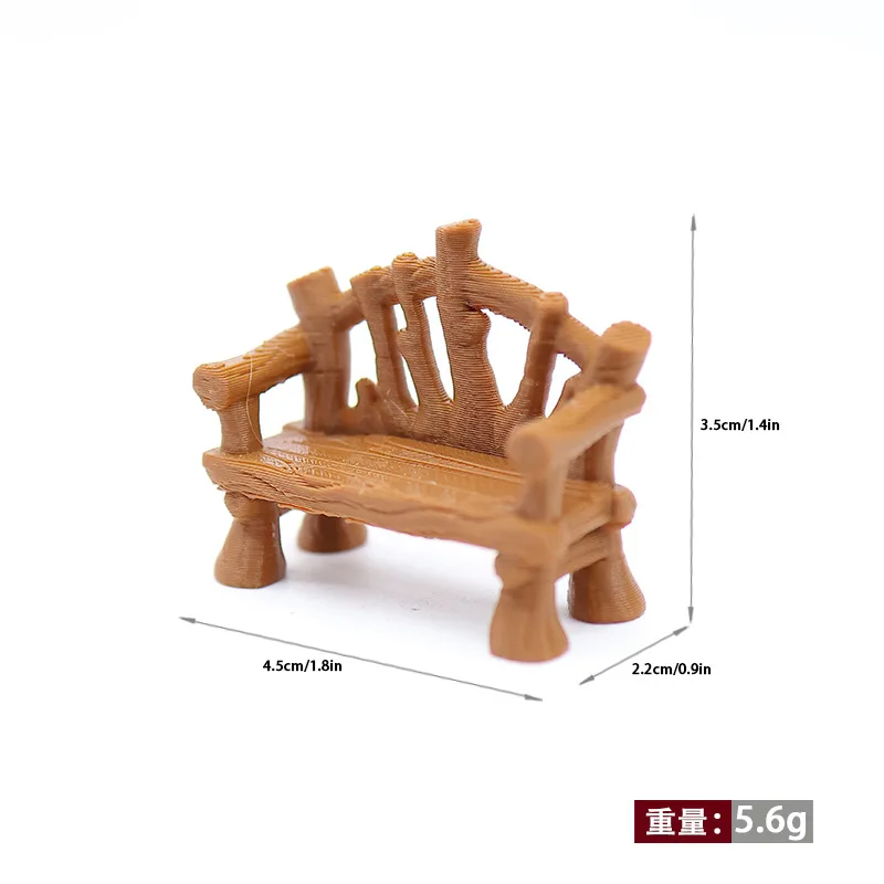 2pcs Plastic Mini Rustic Park Bench, Fairy Garden Chair Ornament for Micro Landscape, Dollhouse Diorama & DIY Craft Scene Decor