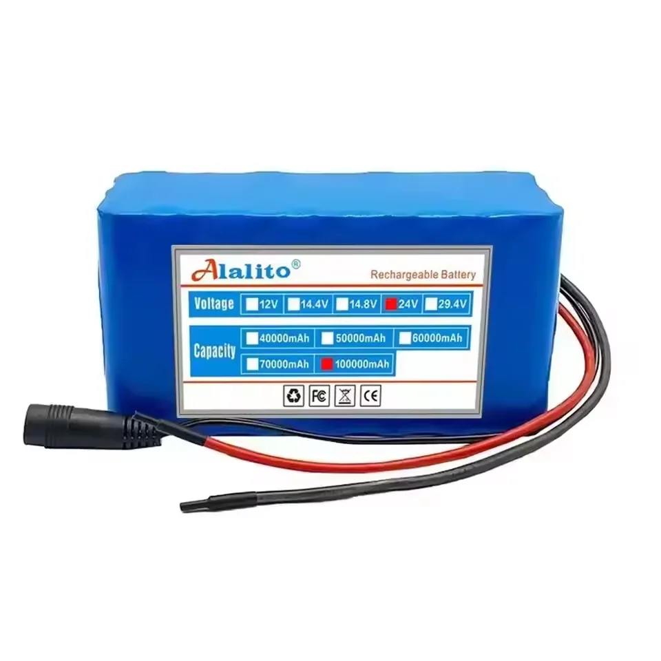NEW 7S3P 18650 Lithium Battery Pack 24V 100Ah 15A BMS 500W 29.4V 100000mAh for Wheelchair Electric Vehicle Plus 2A Charger