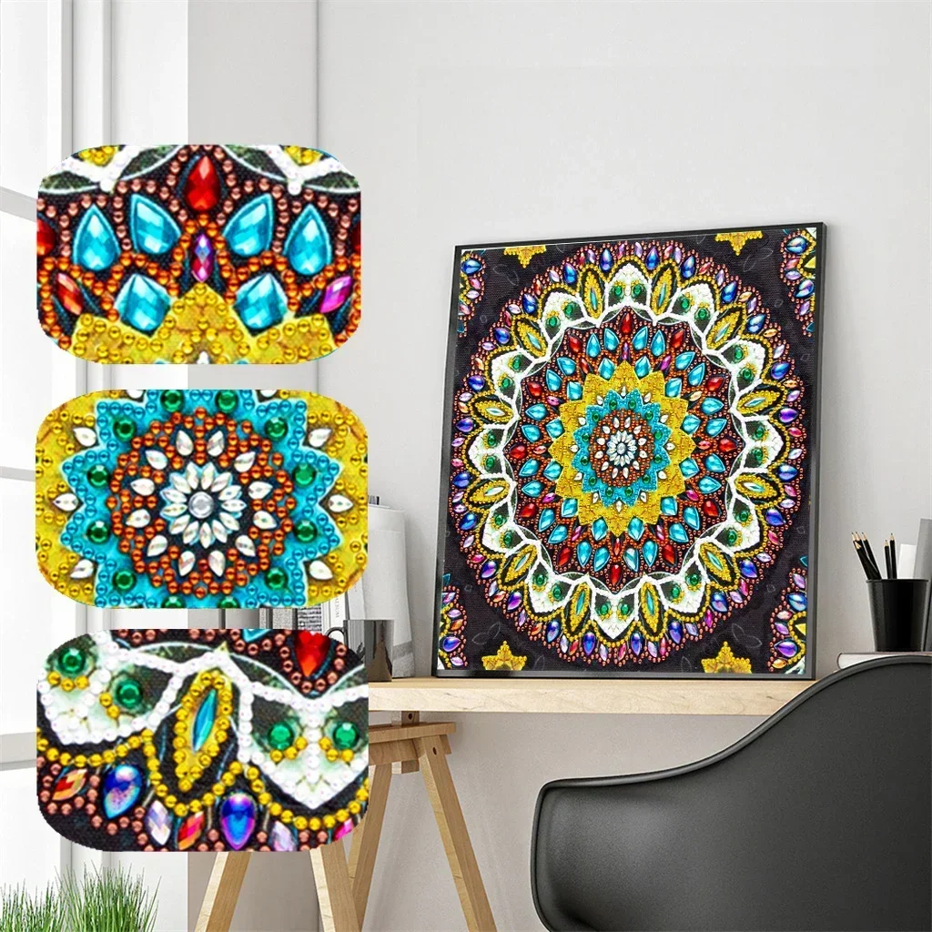 5D DIY Special Shaped Diamond Painting Mandala Flower Cross Stitch Embroidery Kits Mosaic Diamond Painting Home Wall Decoration