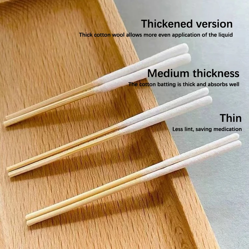 30pcs Bag Bamboo Cotton Stick Swabs Buds With Long Cotton Head For Eyebrow Lips Eyeline Permanent Tattoo Makeup Cosmetics`~