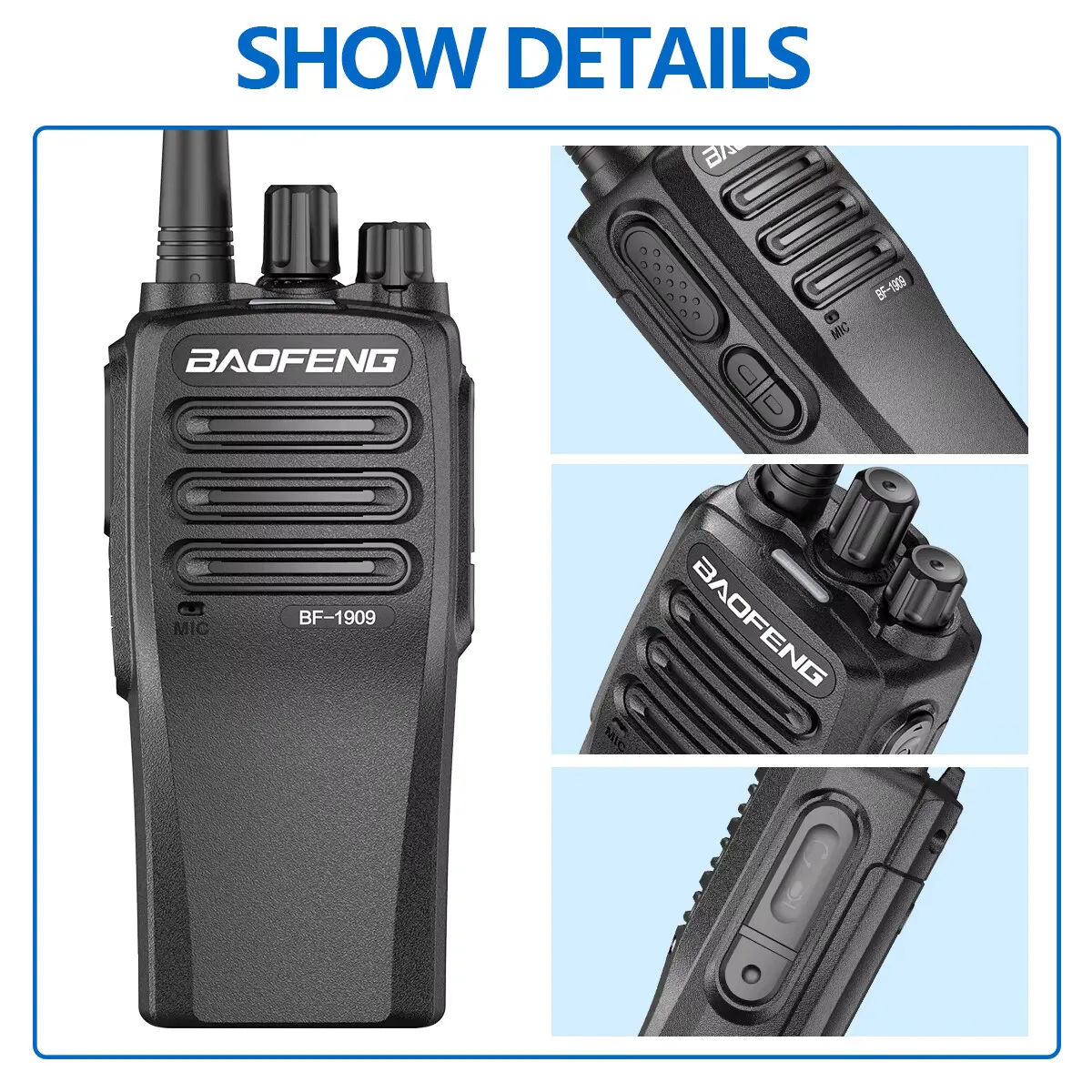 Baofeng AD-1909 IP67 Digital/Analog DMR Walkie Talkie with 5W UHF 400-470 MHz 199 Channel FM Two Way for Radio for Sports