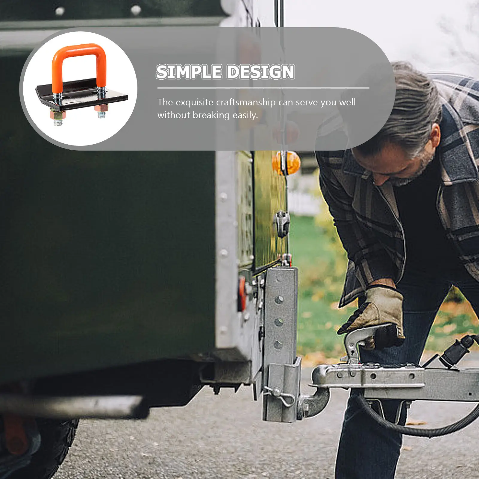 

Зажим-фиксатор для прицепа, инструмент для крепления, сверхмощный, с квадратной пряжкой и резиновой втулкой, аксессуар для прицепа, стабилизатор сцепного устройства