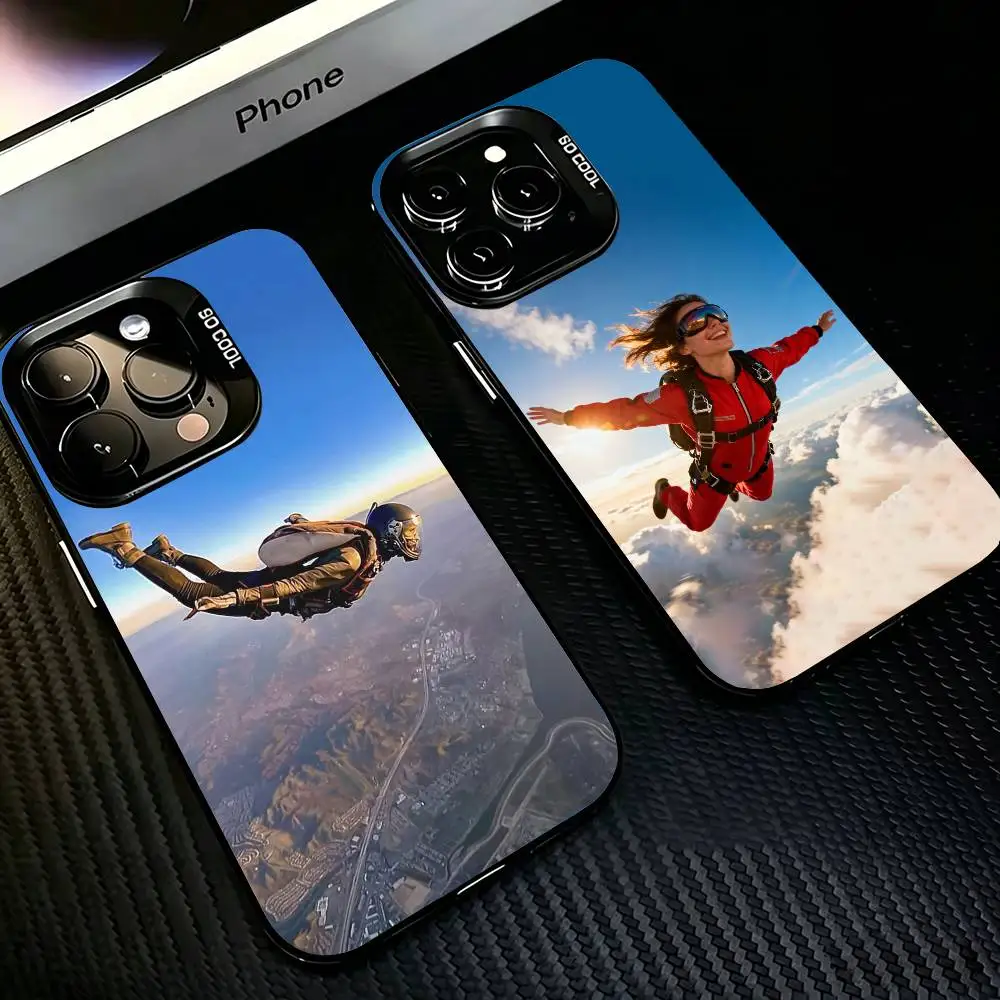 

skydiving-Birth of Sky Silver Cover For Phone Case For iPhone 17,16,15,14,13,12,11 Plus,Pro Max,XS