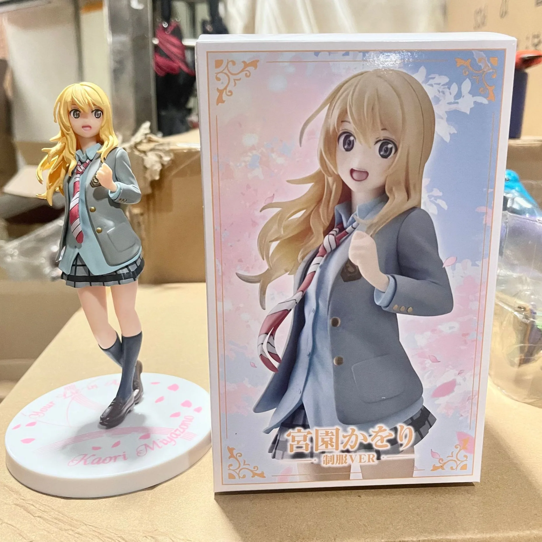 18CM Anime Shigatsu wa Kimi no Uso Miyazono Kaori Figure Your Lie in April School Uniform JK Dress Up Model Toy Gift