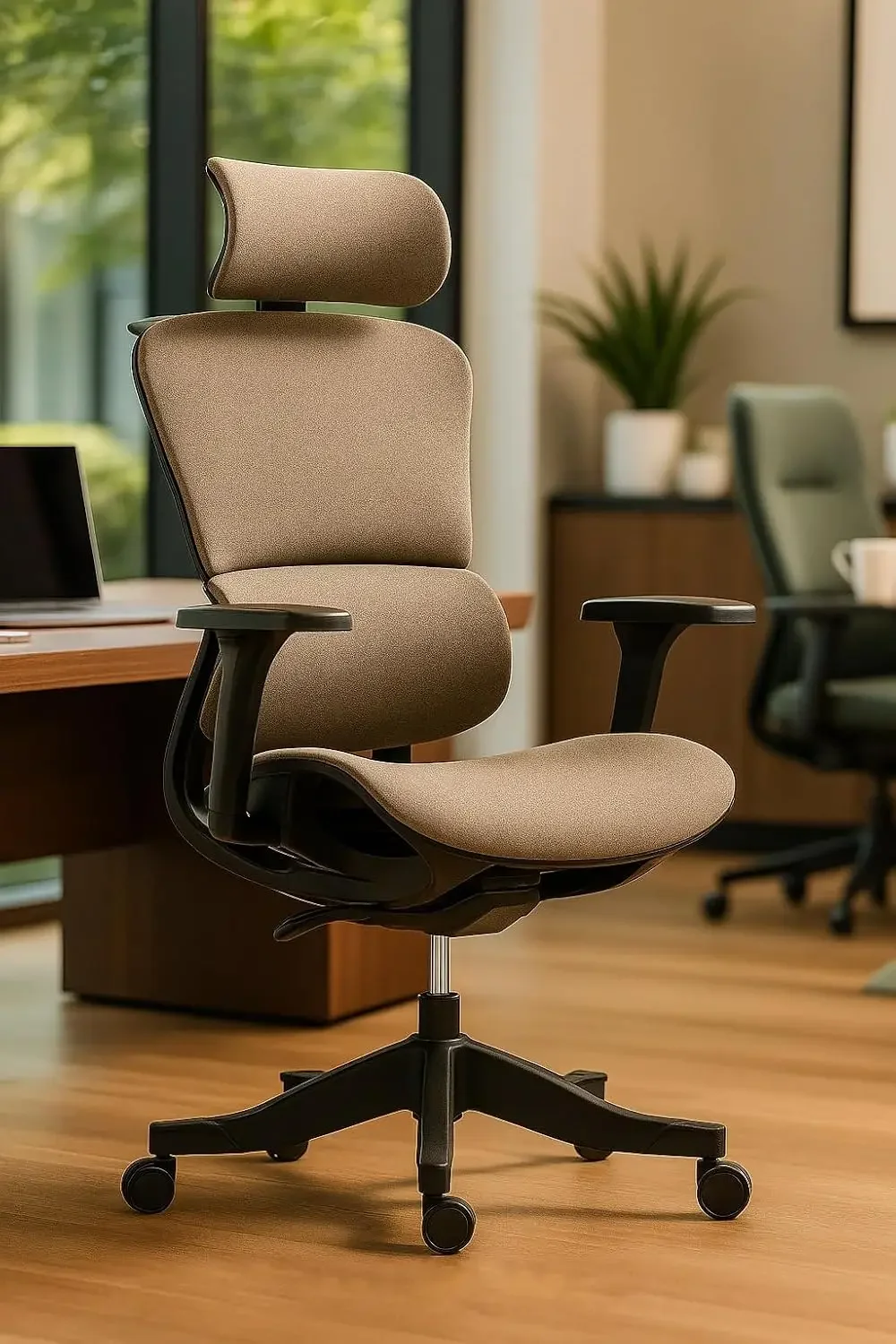 High Back Mesh Office Chair with Headrest - Ergonomic,Adjustable Height Recliner,Breathable Fabric+Mesh Design for Home/Office B