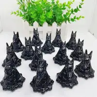5.7cm Natural Black Obsidian Anubis Hand Carved Crystals Stones Healing Polished Mineral Ornaments Home Decoration 1pcs 2