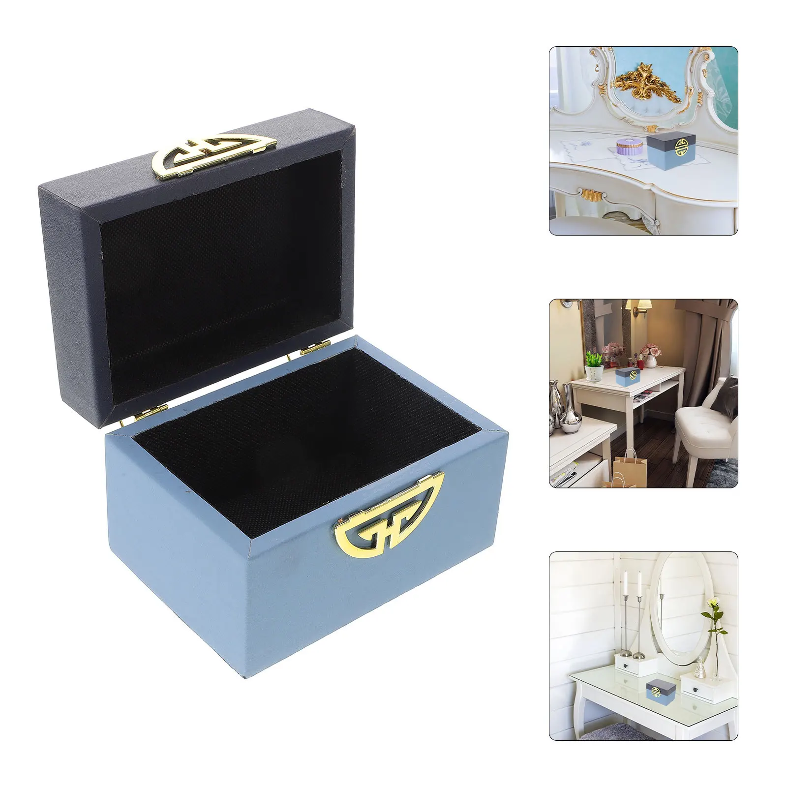 

Wood Jewelry Case Vanity Container Storage Travel Rustic Organizer Vintage Trinket