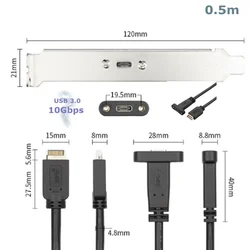 10Gbps USB 3.1 Type C Front Panel Header Type-E Male to Type C Female Motherboard Expansion Cable Connector Line