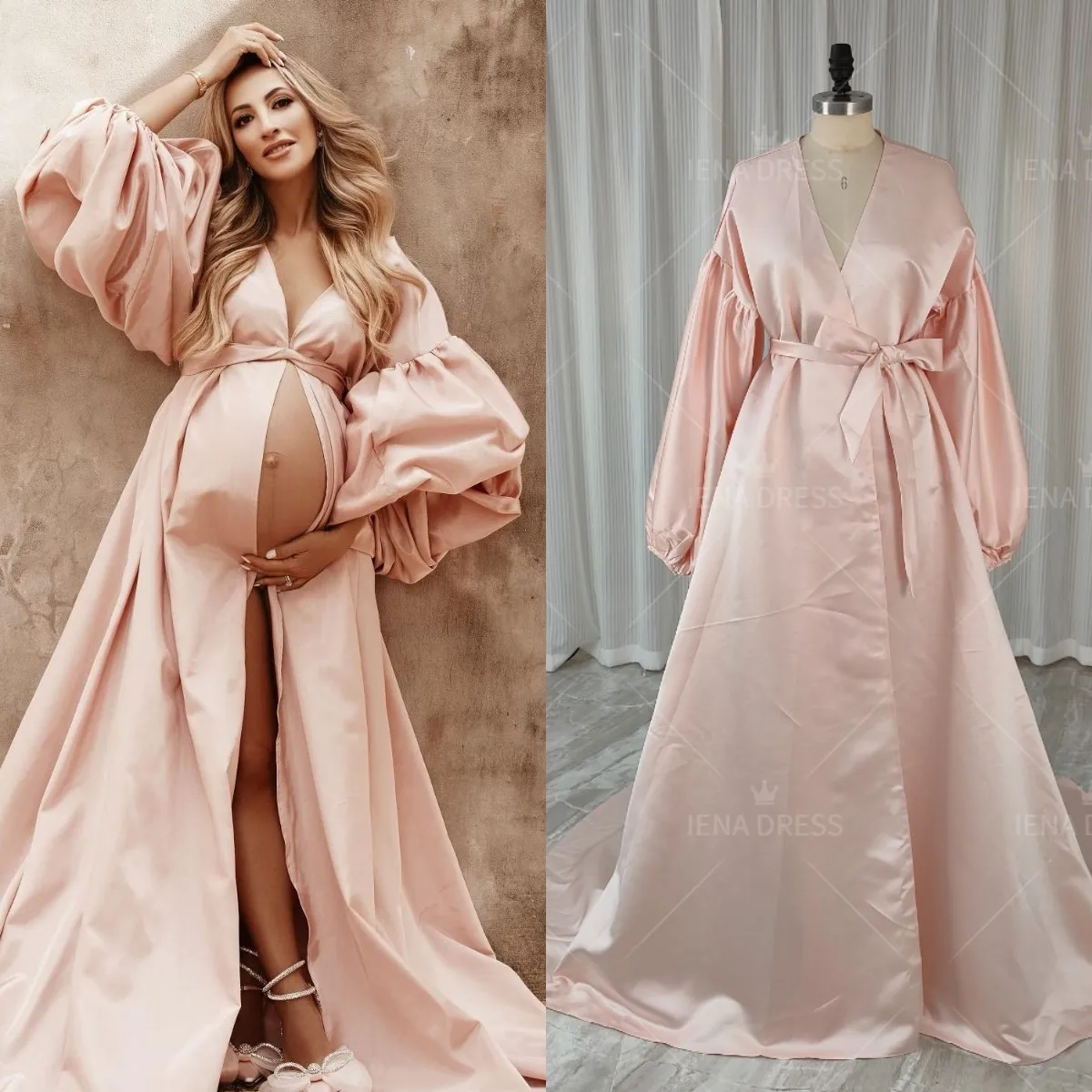 Dirty pink Maternity Dress for Photoshoot Off Shoulder Loose Pregnancy Gown Party Bathrobe Photography Baby Shower Dresses