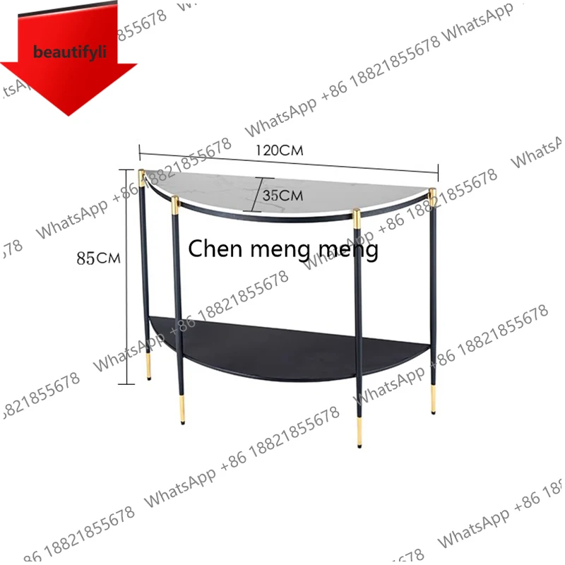 Mesas de Consola Modernas Nórdicas a48, Mesas de Consola de Metal Delgadas con Forma de Media Luna Minimalistas, Mesa Consola Elegante de Primera Calidad para Muebles de Sala