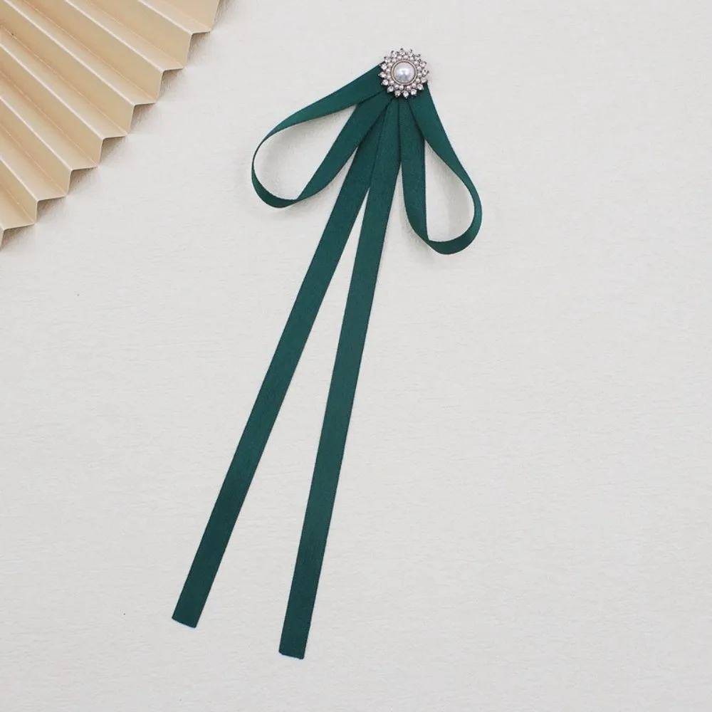 우아한 모조 진주 JK 나비 넥타이 비즈니스 라인 석 리본 브로치 성능 은행 넥타이 학생