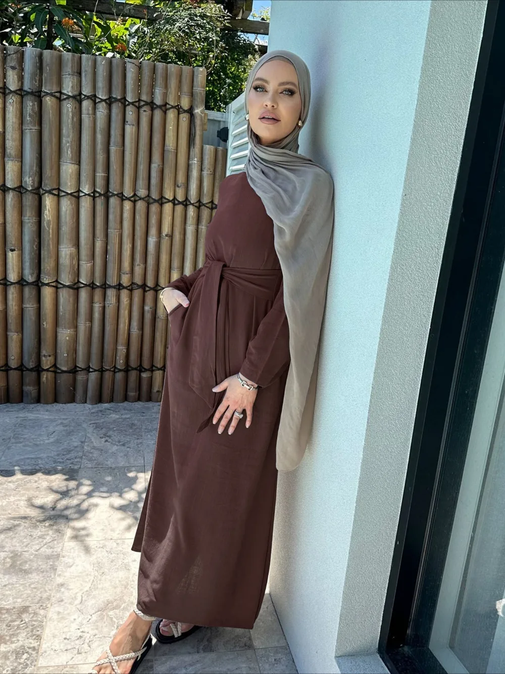 Gaun Abaya Muslim motif bunga musim semi Lebaran dengan syal wanita berlian Dubai Arab Turki Maroko Kaftan jubah gaun Islami Vestidos