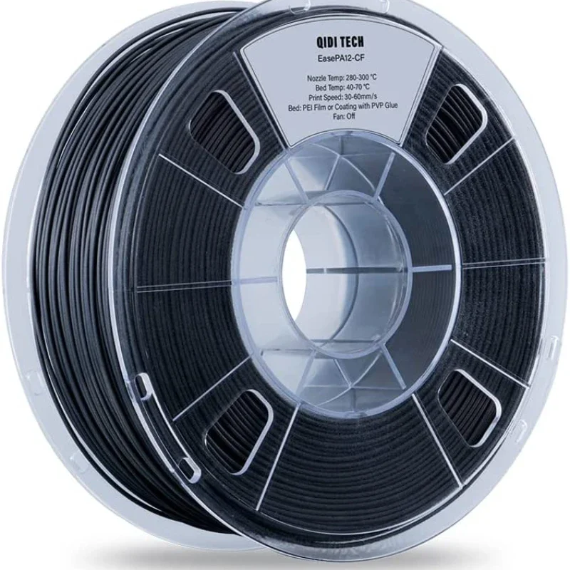 Fiber Filled Nylon Filament PA12-CF1.75mm Black 1Kg Spool 3D Printing Filament for 3D Printer