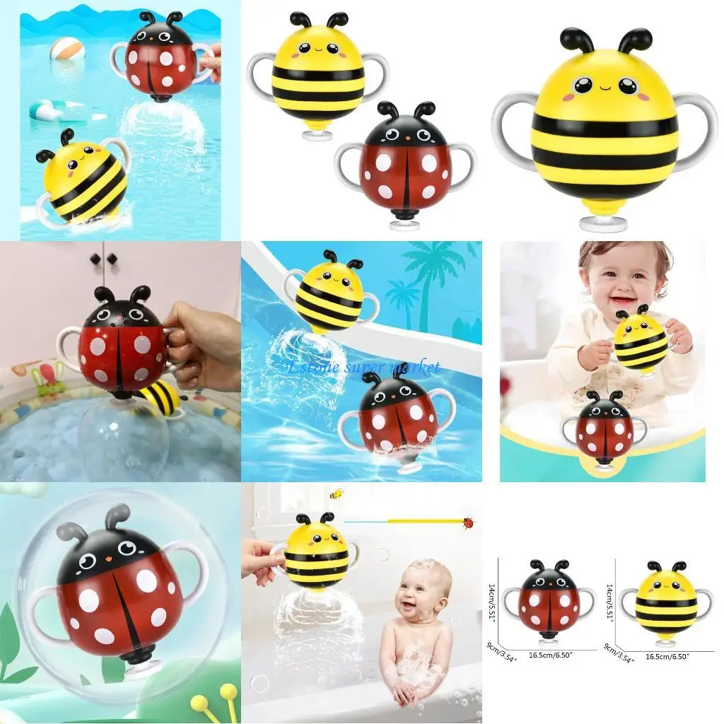 090b brinquedo pulverização água desenho animado, abelha/joaninha, brinquedo flutuante água para banho bebê, mini