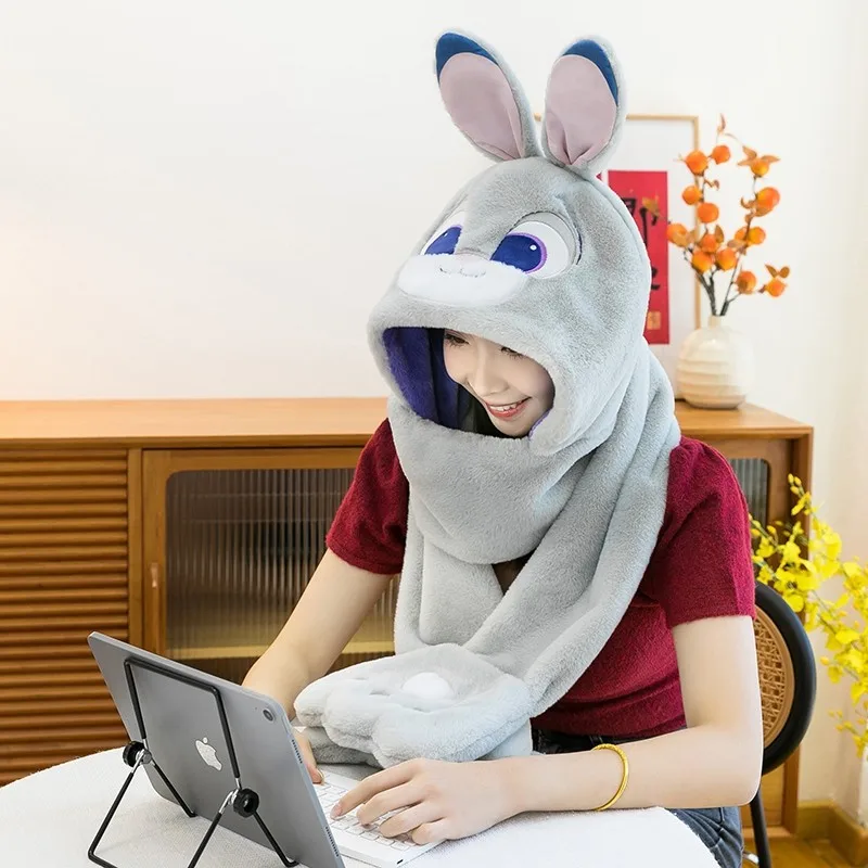 2025 Nuovo Kawaii Judy Cappello di peluche Cartoon Nick Cappello da esterno Guanto Cappello caldo integrato Regalo di compleanno creativo per bambini