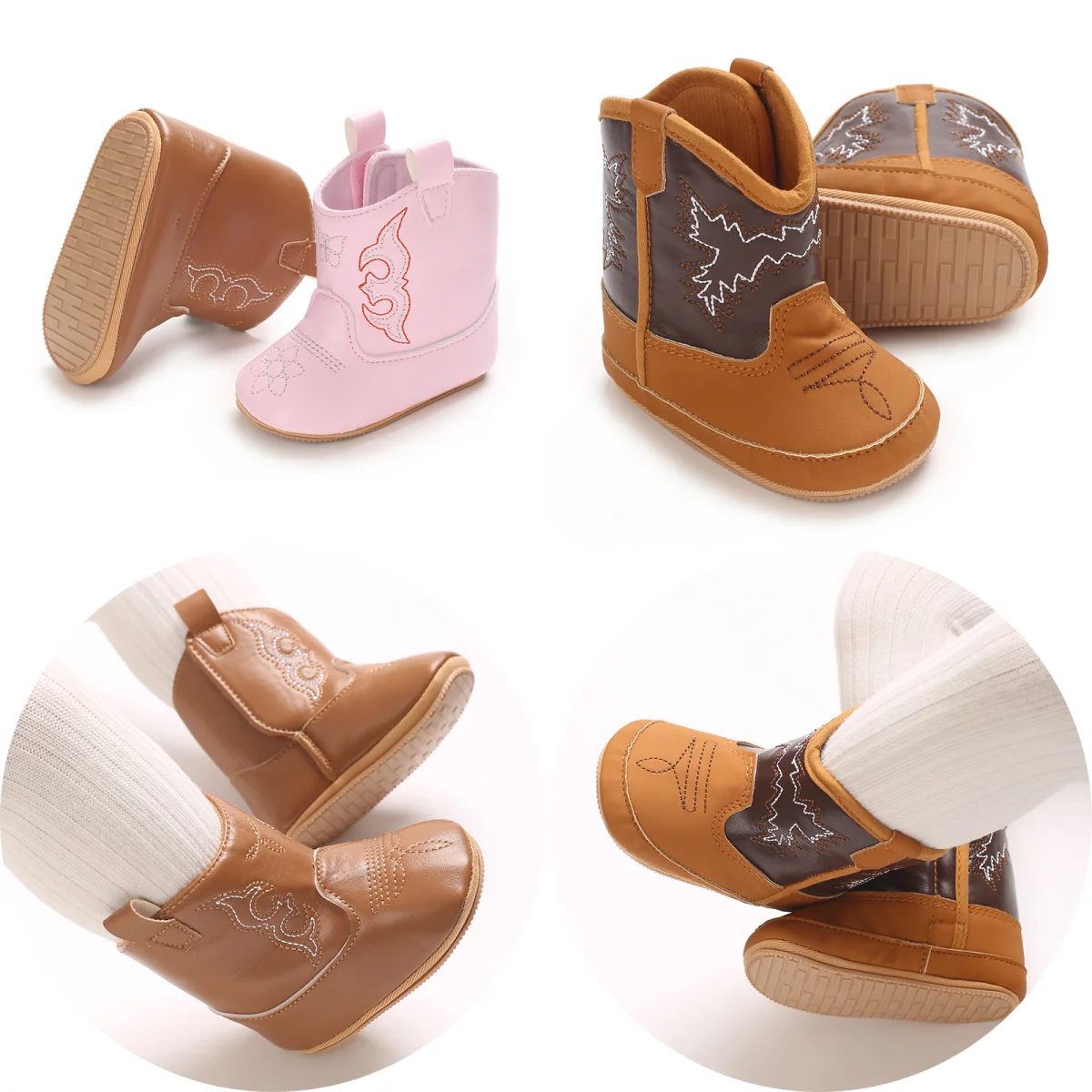 Baby Boys Girls Winter Toddler Short Boots Soft Rubber Bottom Non-Slip Baby Boots 0-18Months