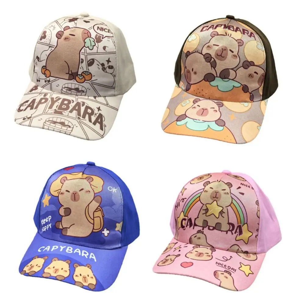 

New Cartoon Capybara Printed Sun Hat Casual Sunshade Baseball Cap Duck Tongue Hat Children