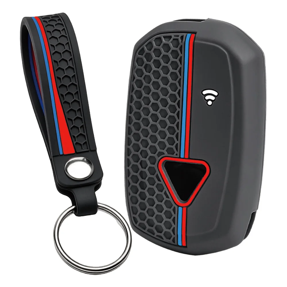 For Triumph Speed Triple RS Tiger 1200 Rocket 3 silicone motorcycle key fob cover with finger loop and key ring