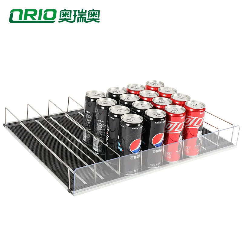 Auto-feed Gravity Beverage Display Shelf Freezer Drink Bottle Glides Stand Basket Supermarket Cooler Gravity Feed Roller Shelf