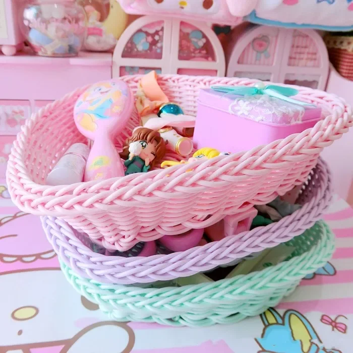 Home Storage Basket Desktop Basket Photo Props for Home Storage Decoration Sweet Color Basket Nordic Storage Fruit