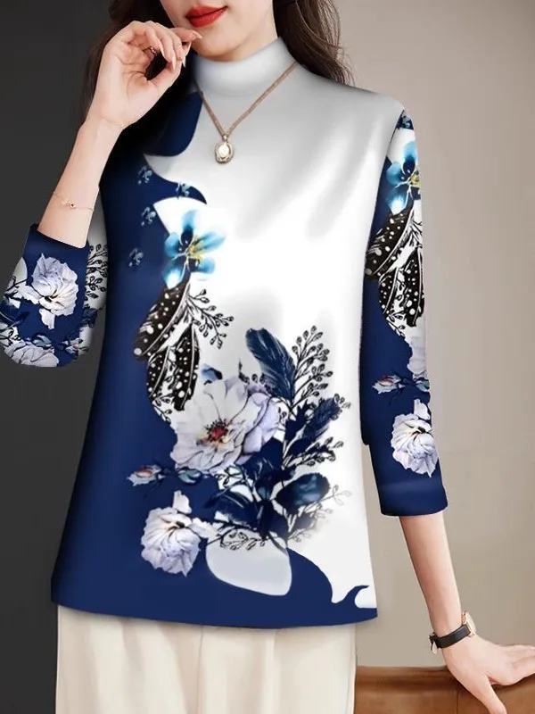 

Модная утепленная флисовая кофта с длинным рукавом и принтом для мам, женщин среднего возраста, больших размеров, скрывающая живот, универсальная.