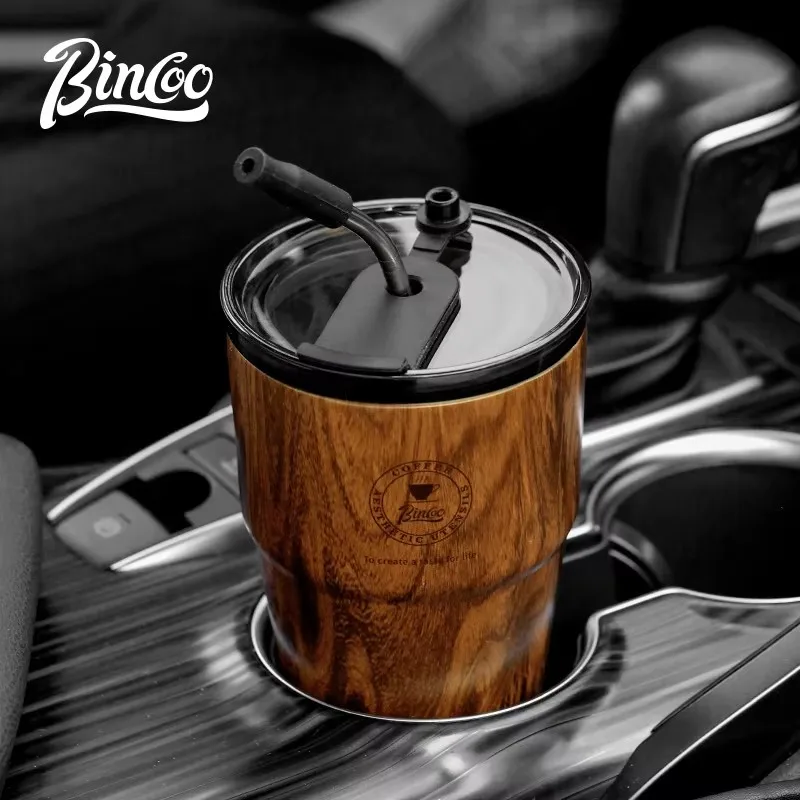 Bincoo Ceramic wood grain coffee cup stainless steel portable beauty 24335 warm casual cup high-end external annoyance cup