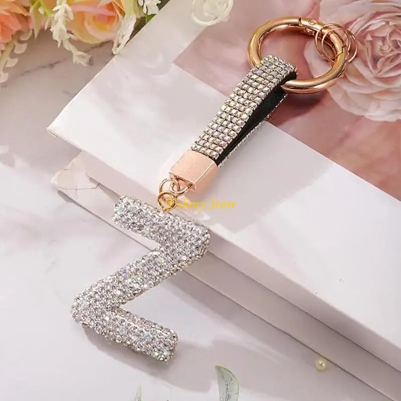 N58F Trendy Rhinestones Embellished Holder, Character Alloy Keyrings Ornament for Office Workers and Teens