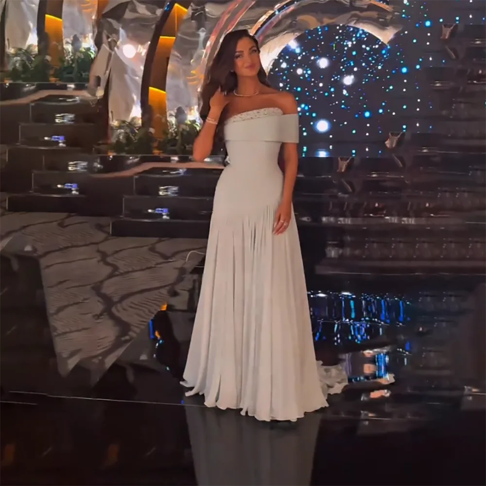 

Light Blue Evening Dress Off The Shoulder A Line Evening Gowns for Women 2025 Floor Length Elegant Formal Party Dress Customized