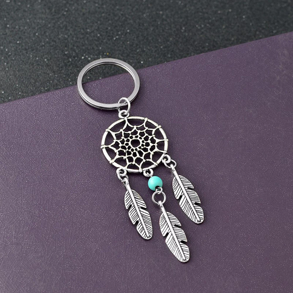 Dream Catcher Key Ring Tassel Pendant Keyring Jewelry Pink Green Beads Feather Charm Keychain Dreamcatcher Gift